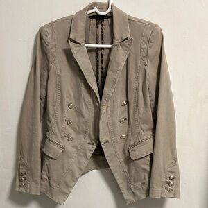 WHBM Beige Military Chic Blazer Jacket | Regencycore Dark Academia Style